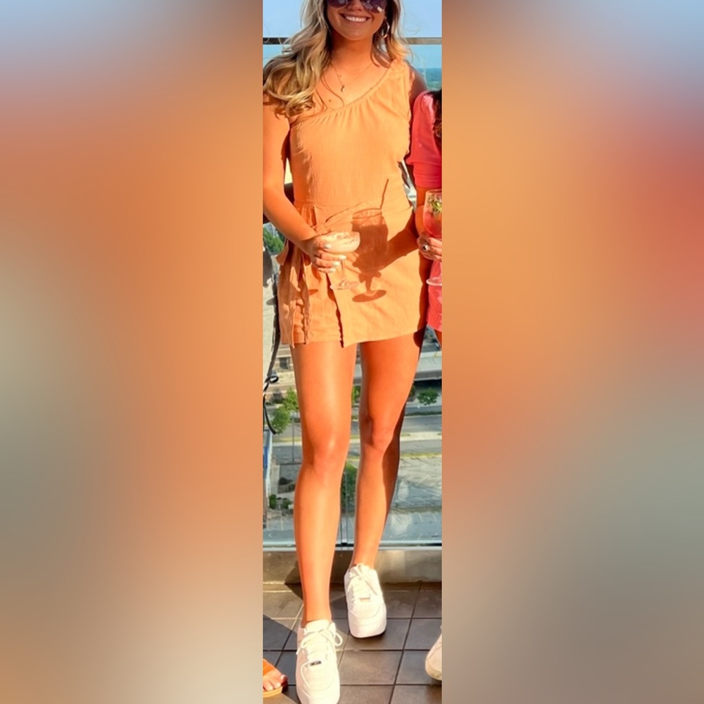 Rust One Shoulder Romper - image 1